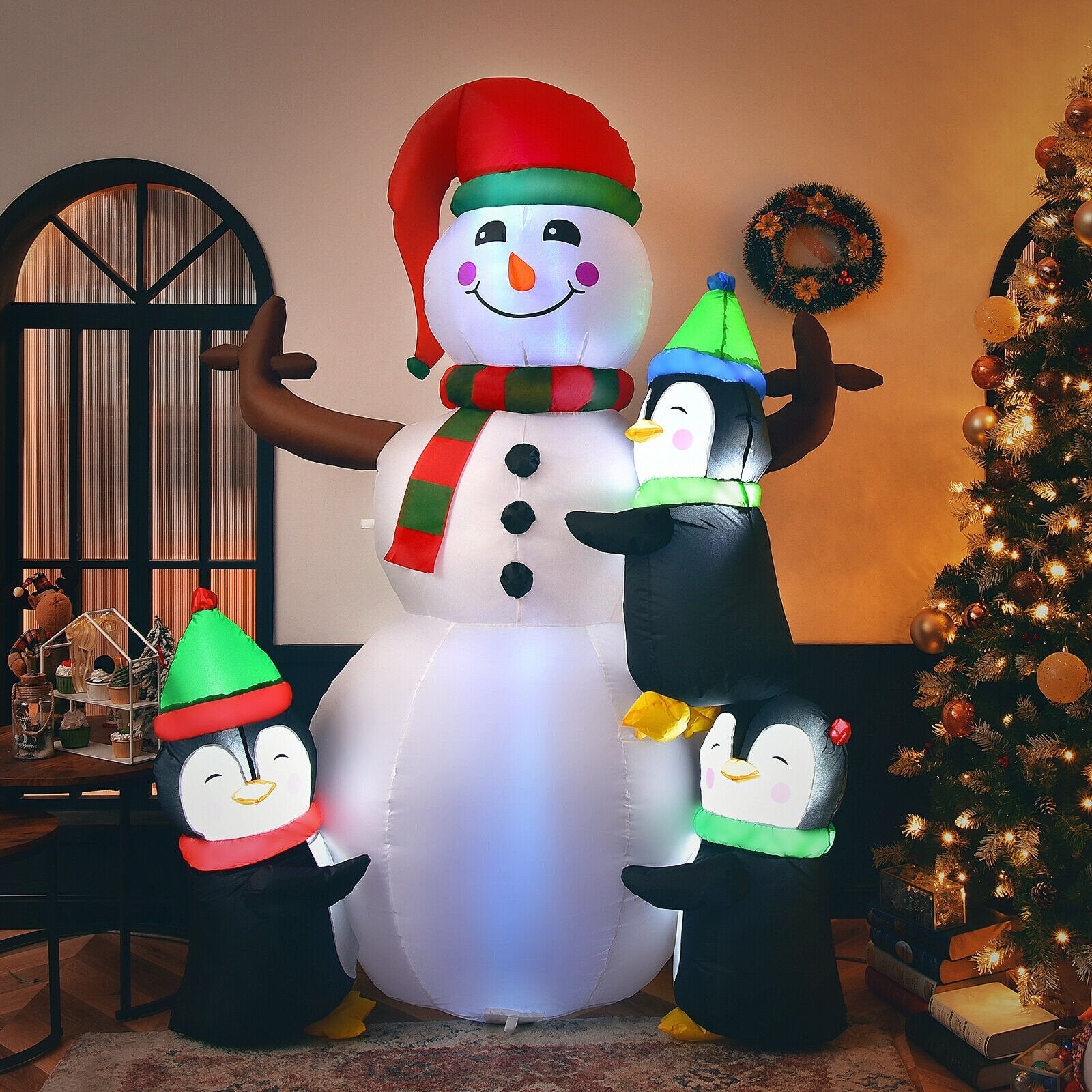 6 Feet Christmas Quick Inflatable Snowman with Penguins, Multicolor Christmas Inflatables   at Gallery Canada