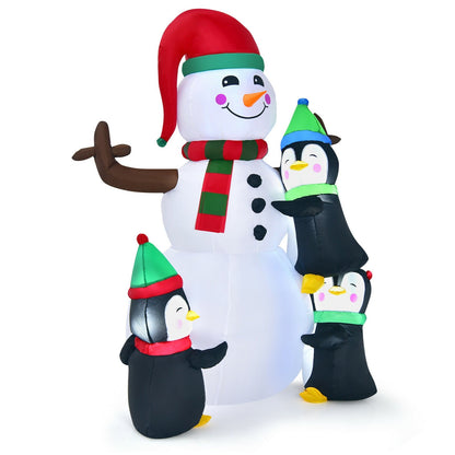 6 Feet Christmas Quick Inflatable Snowman with Penguins, Multicolor Christmas Inflatables   at Gallery Canada