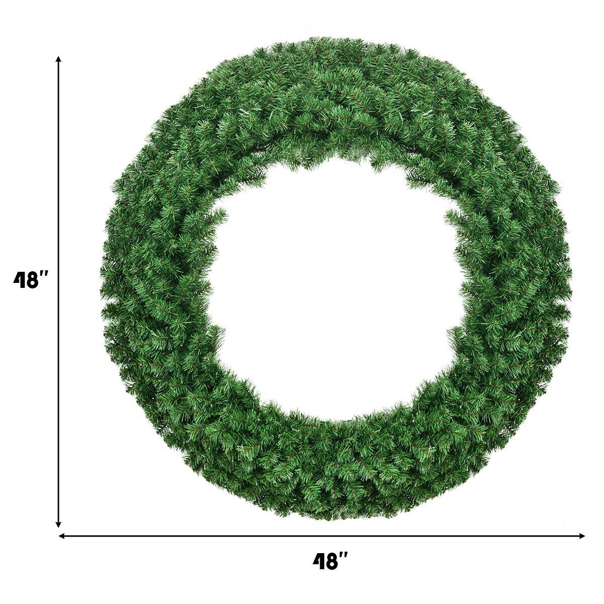 48 Inch Pre-lit Cordless Artificial Christmas Wreath, Green Christmas Decor & Accessories   at Gallery Canada