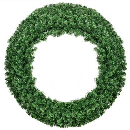 48 Inch Pre-lit Cordless Artificial Christmas Wreath, Green Christmas Decor & Accessories   at Gallery Canada