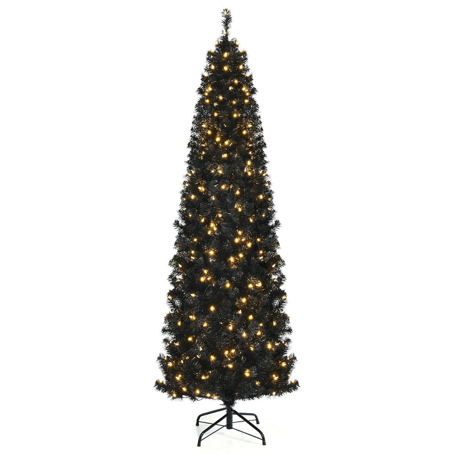 Pre-lit Christmas Halloween Tree with PVC Branch Tips and Warm White Lights-7', Black Halloween   at Gallery Canada