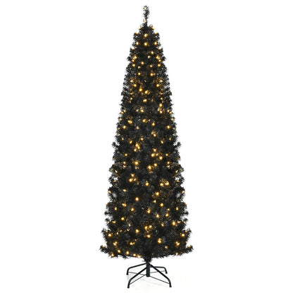 Pre-lit Christmas Halloween Tree with PVC Branch Tips and Warm White Lights-7', Black - Gallery Canada