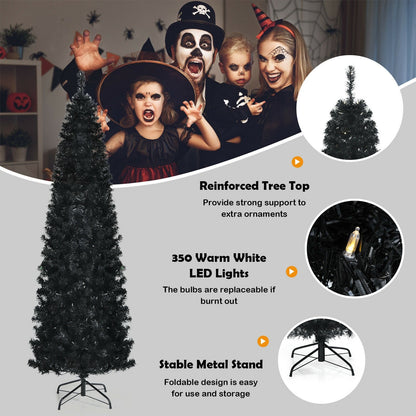 Pre-lit Christmas Halloween Tree with PVC Branch Tips and Warm White Lights-7', Black Halloween   at Gallery Canada