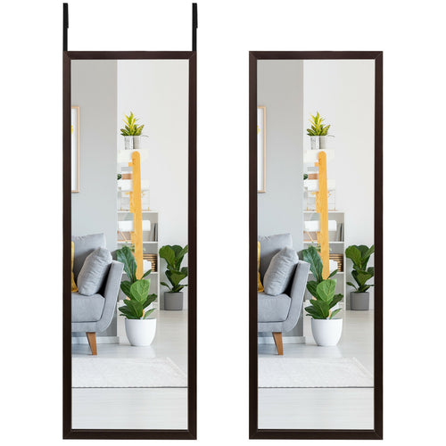 Full Length Metal Door Mirror with Adjustable Hook, Brown