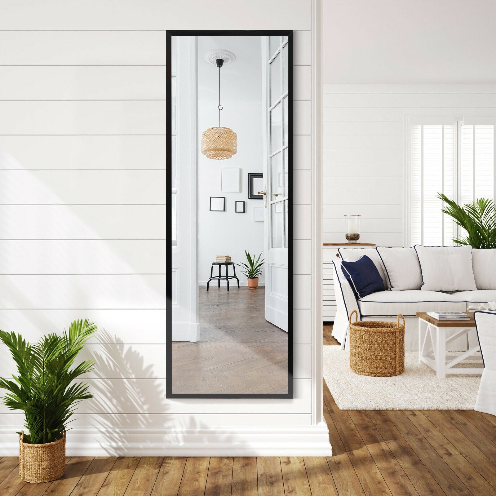 Full Length Metal Door Mirror with Adjustable Hook, Black Wall Mirrors at Gallery Canada