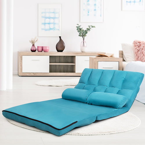 Foldable Floor 6-Position Adjustable Lounge Couch, Blue