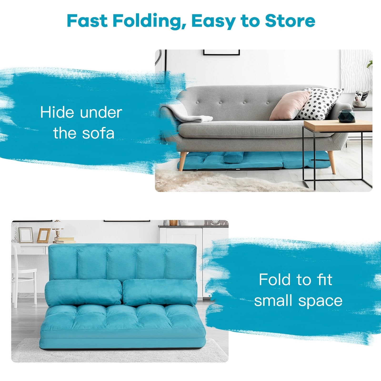 Foldable Floor 6-Position Adjustable Lounge Couch, Blue Floor Chairs   at Gallery Canada