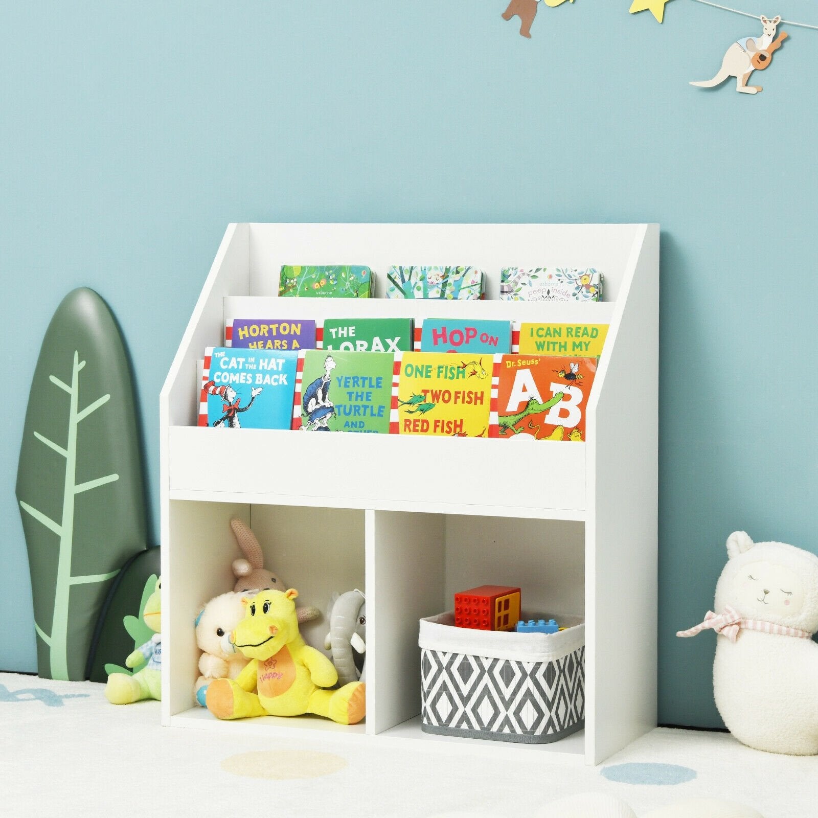 Kids Wooden Bookshelf Bookcase Children Toy Storage Cabinet Organizer White, White Kids Storage   at Gallery Canada