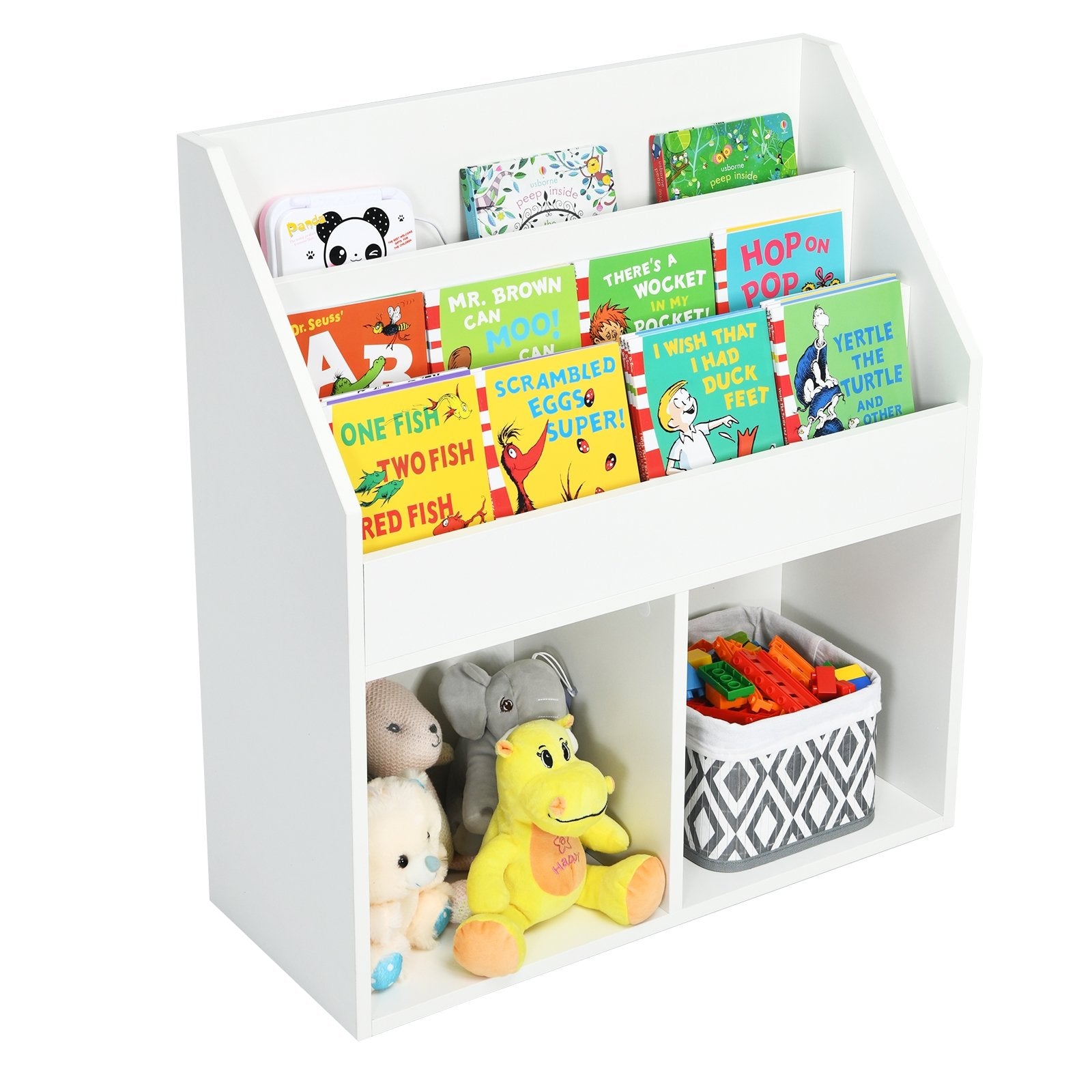 Kids Wooden Bookshelf Bookcase Children Toy Storage Cabinet Organizer White, White Kids Storage   at Gallery Canada