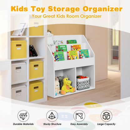 Kids Wooden Bookshelf Bookcase Children Toy Storage Cabinet Organizer White, White - Gallery Canada