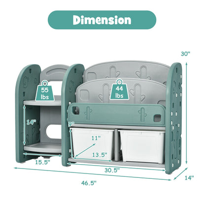 Kids Toy Storage Organizer with 2-Tier Bookshelf and Plastic Bins, Green Kids Storage at Gallery Canada