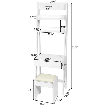 3-in-1 Modern Shelf Vanity Set with Flip Top Mirror and 6 Makeup Organizers, White Makeup Vanities   at Gallery Canada