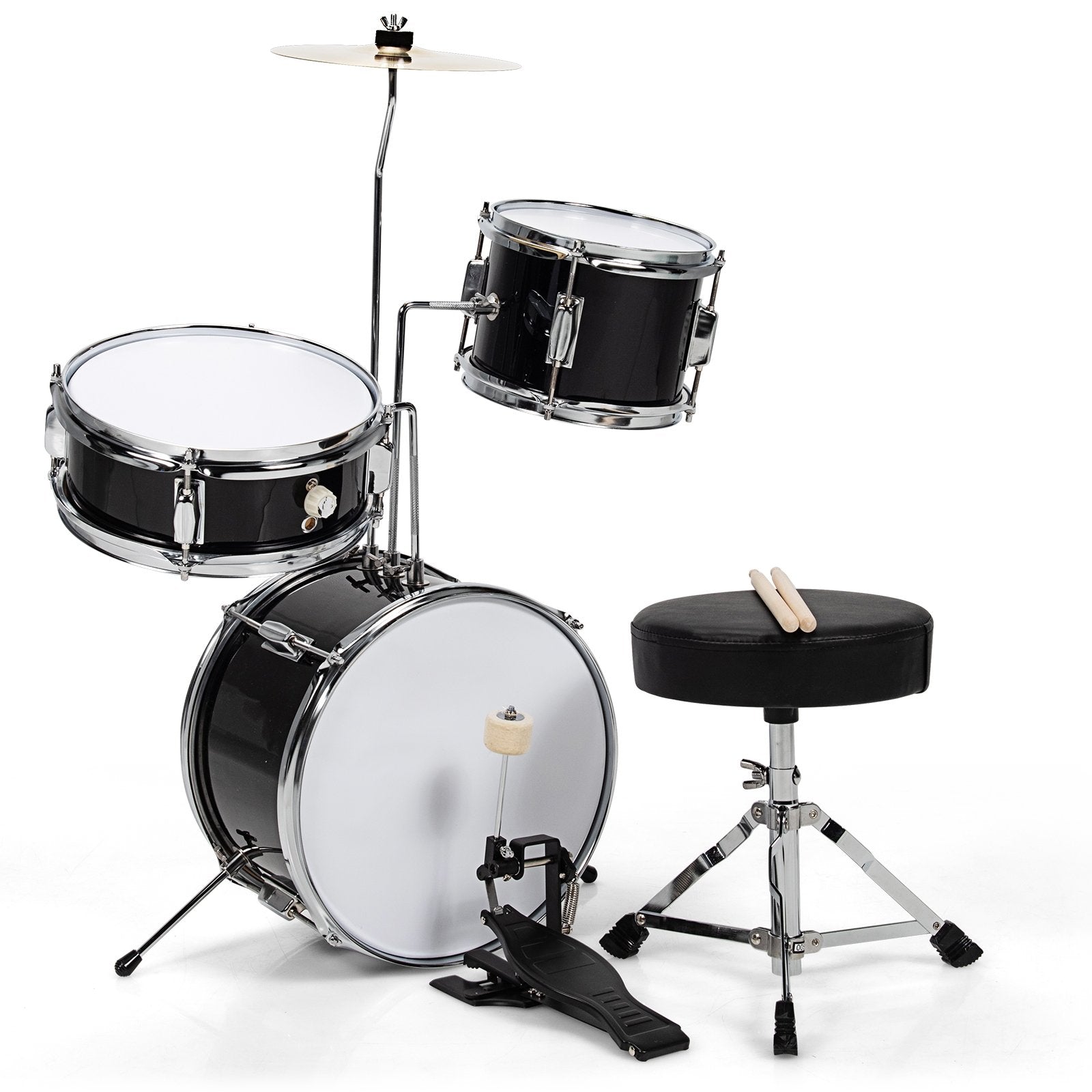 5 Pieces Junior Drum Set with 5 Drums, Black Drums & Percussion   at Gallery Canada