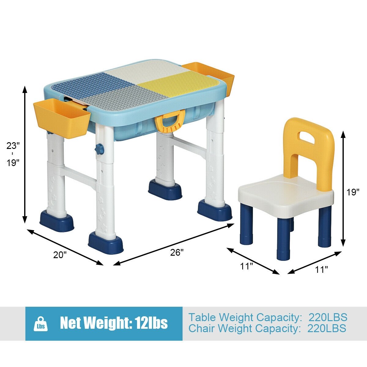 6-in-1 Kids Activity Table Set with Chair, Multicolor Kids Table & Chair Sets   at Gallery Canada