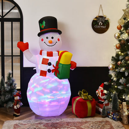 5 Feet Tall Snowman Inflatable with Built-in Colorful LED Lights, White Christmas Inflatables   at Gallery Canada