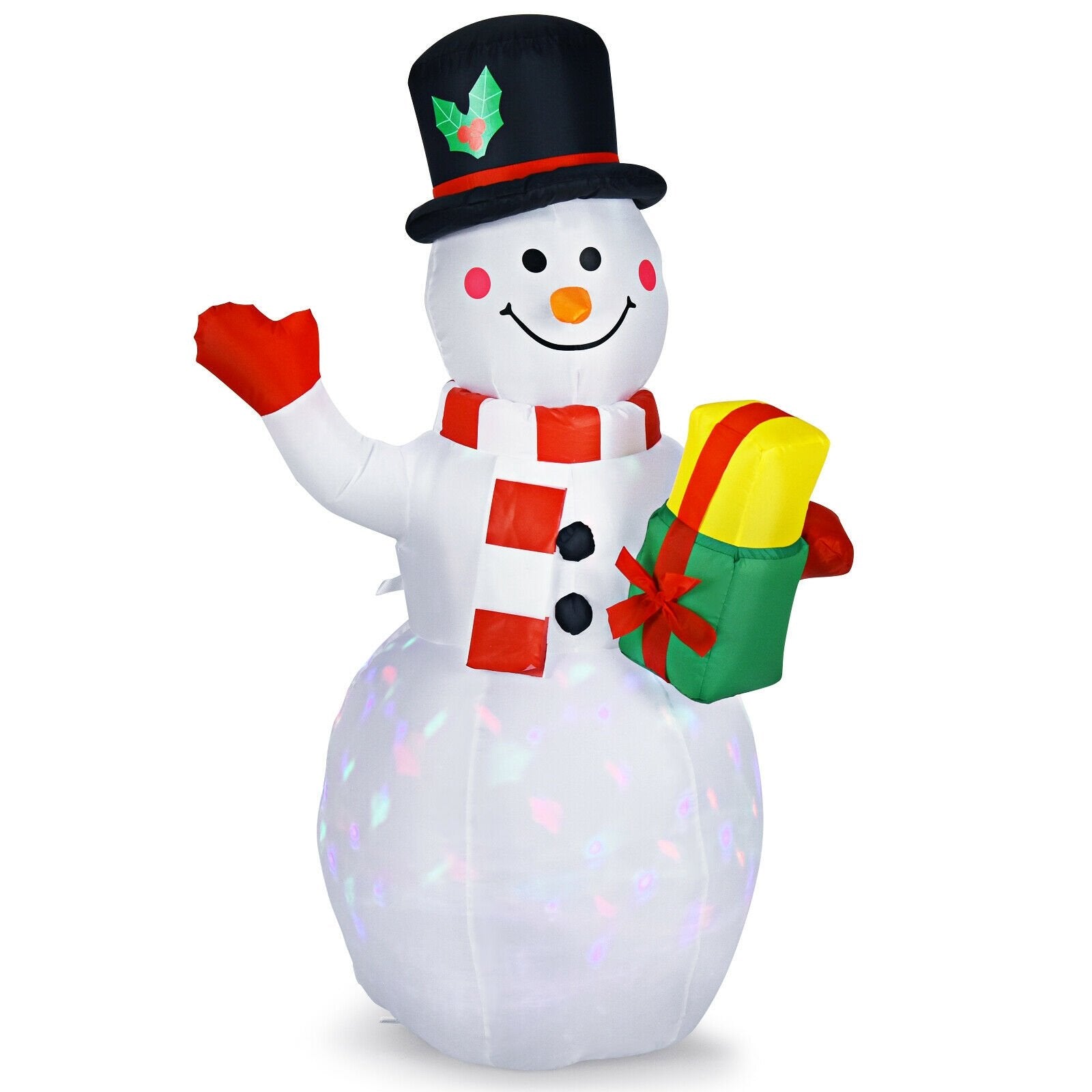 5 Feet Tall Snowman Inflatable with Built-in Colorful LED Lights, White Christmas Inflatables   at Gallery Canada