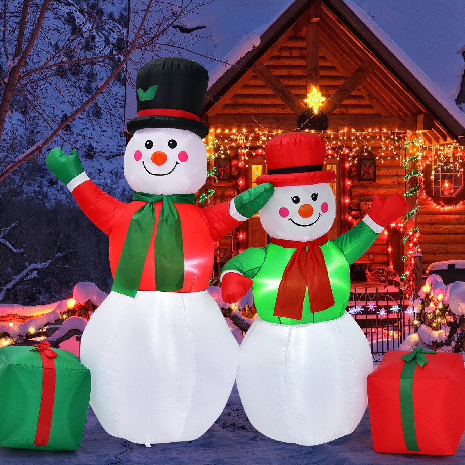 6 Feet Christmas Inflatable Snowmen Blow Up Christmas Decoration, White Christmas Inflatables   at Gallery Canada