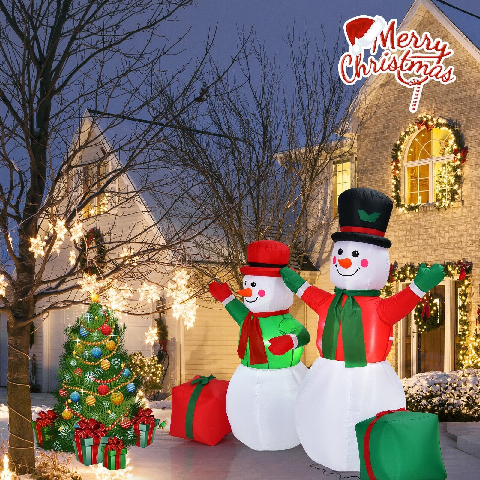 6 Feet Christmas Inflatable Snowmen Blow Up Christmas Decoration, White Christmas Inflatables   at Gallery Canada