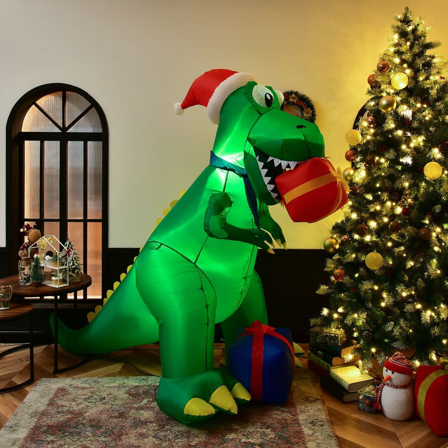 6 Feet Christmas Inflatable Dinosaur for Indoor and Outdoor, Green Christmas Inflatables   at Gallery Canada