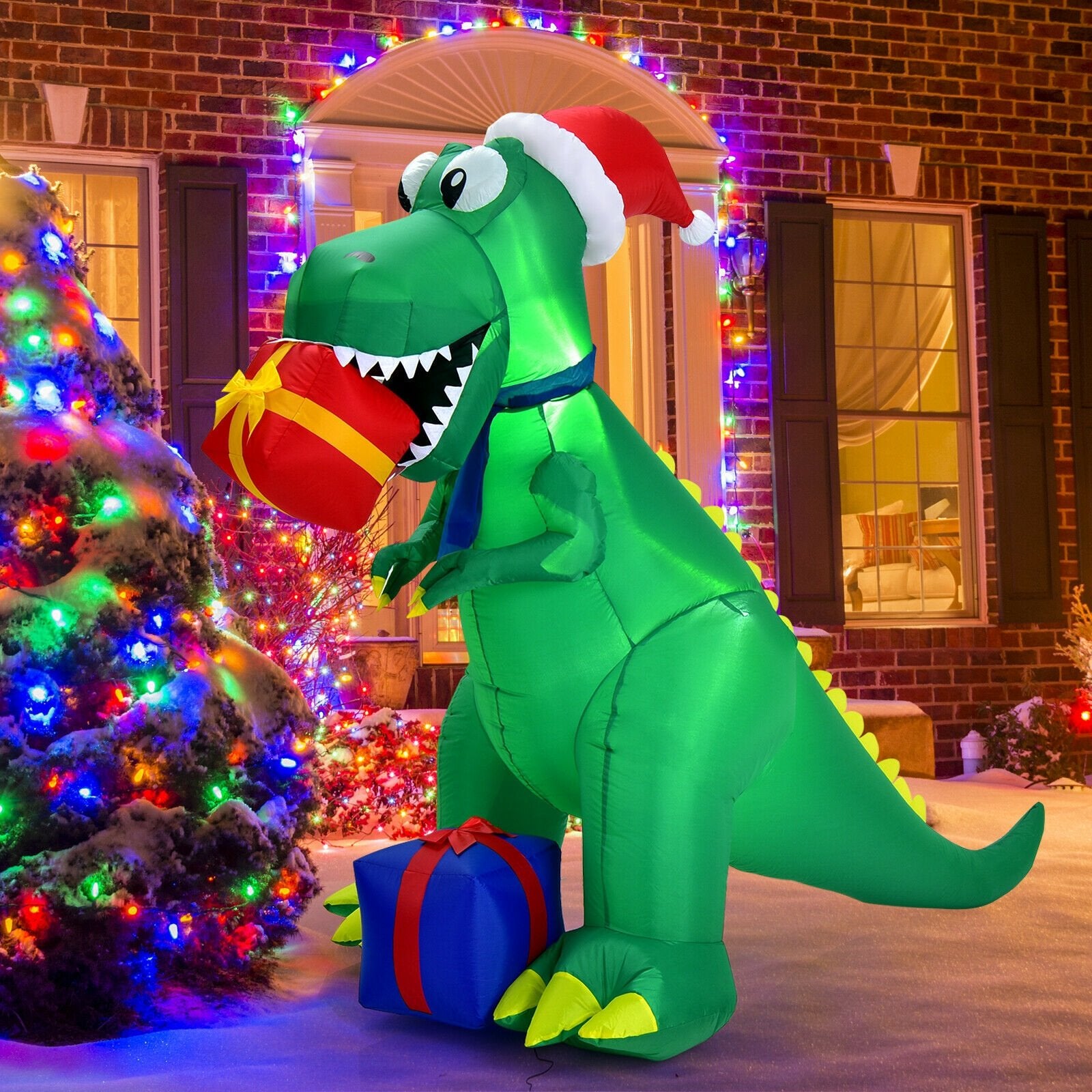 6 Feet Christmas Inflatable Dinosaur for Indoor and Outdoor, Green Christmas Inflatables   at Gallery Canada