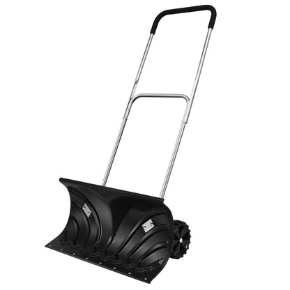 Rolling Snow Pusher Shovel with Adjustable Handle, Black Snow Removal   at Gallery Canada