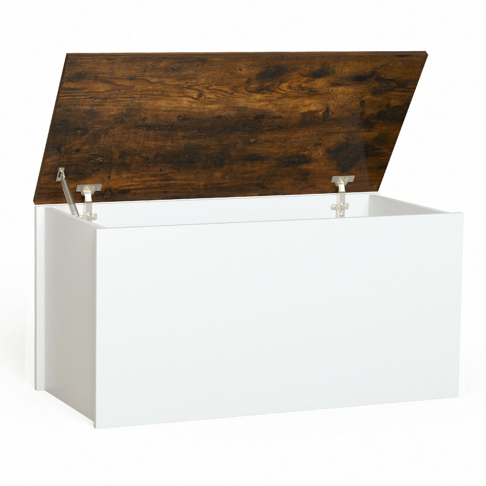 Flip-top Storage Chest with Self-hold Cover and Pneumatic Rod, White Kids Storage   at Gallery Canada