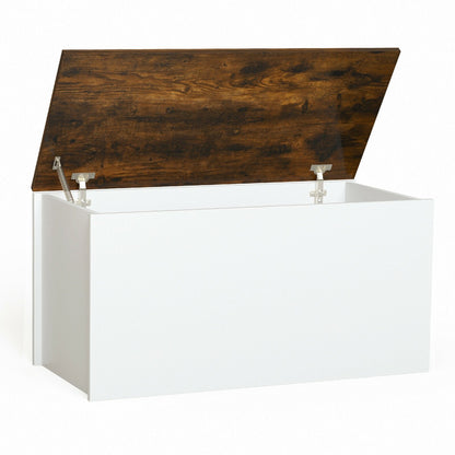 Flip-top Storage Chest with Self-hold Cover and Pneumatic Rod, White - Gallery Canada