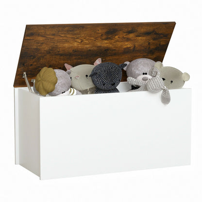 Flip-top Storage Chest with Self-hold Cover and Pneumatic Rod, White Kids Storage   at Gallery Canada