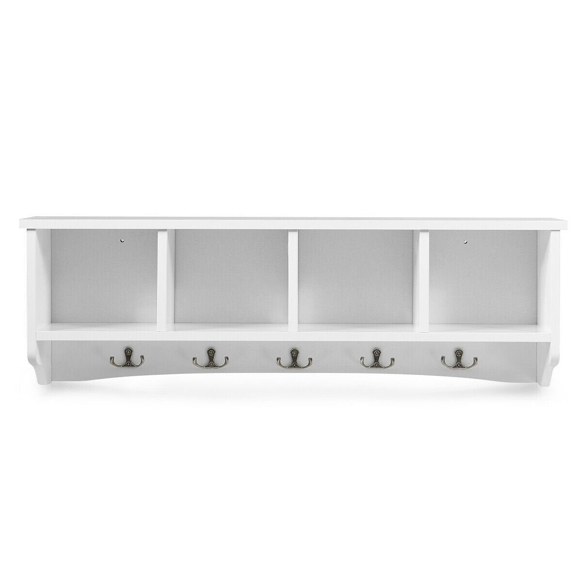 Wall-Mounted Storage Cabinet Hanging Entryway Shelf Coat Rack, White Coat Racks & Hall Trees   at Gallery Canada