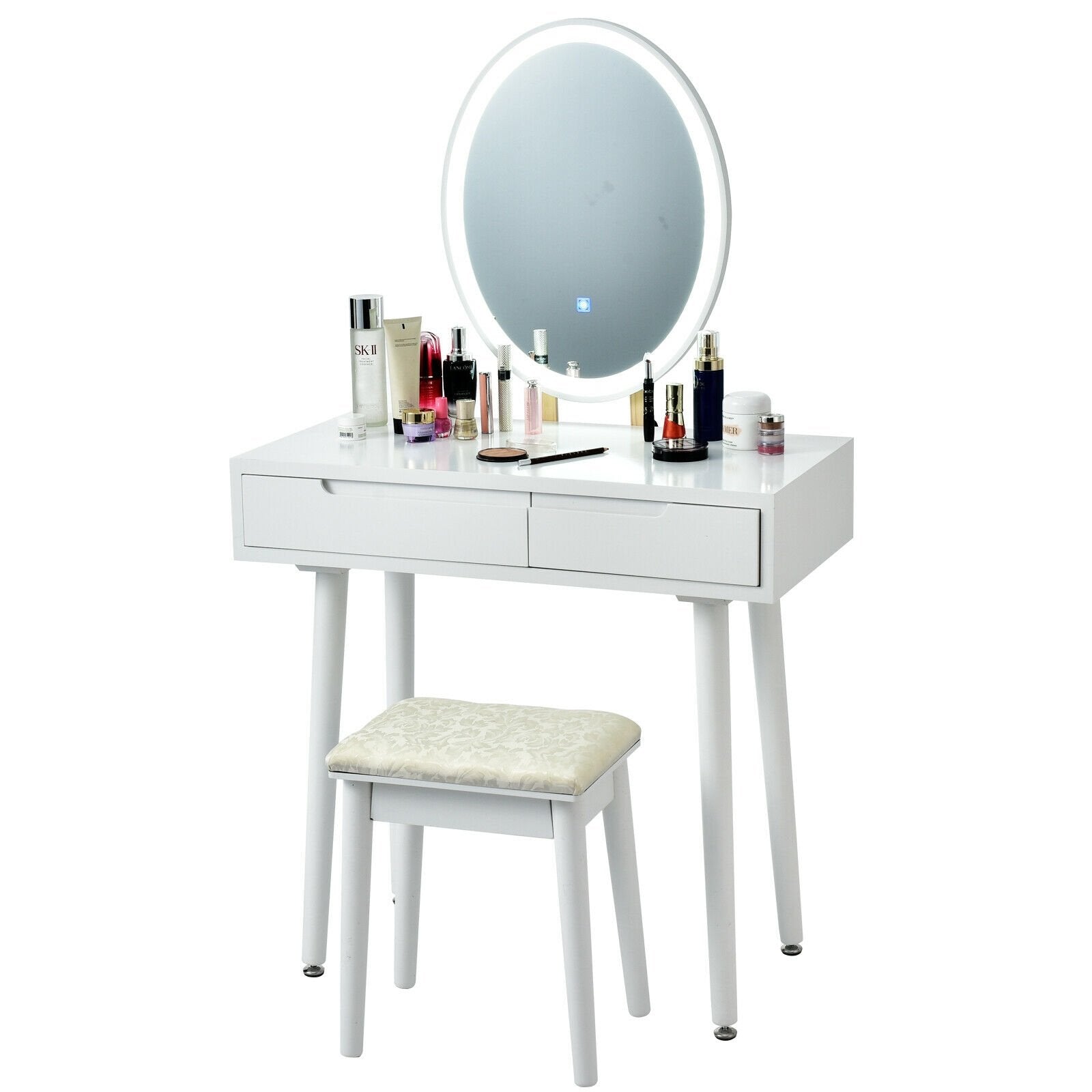 Touch Screen Vanity Makeup Table Stool Set, White - Gallery Canada