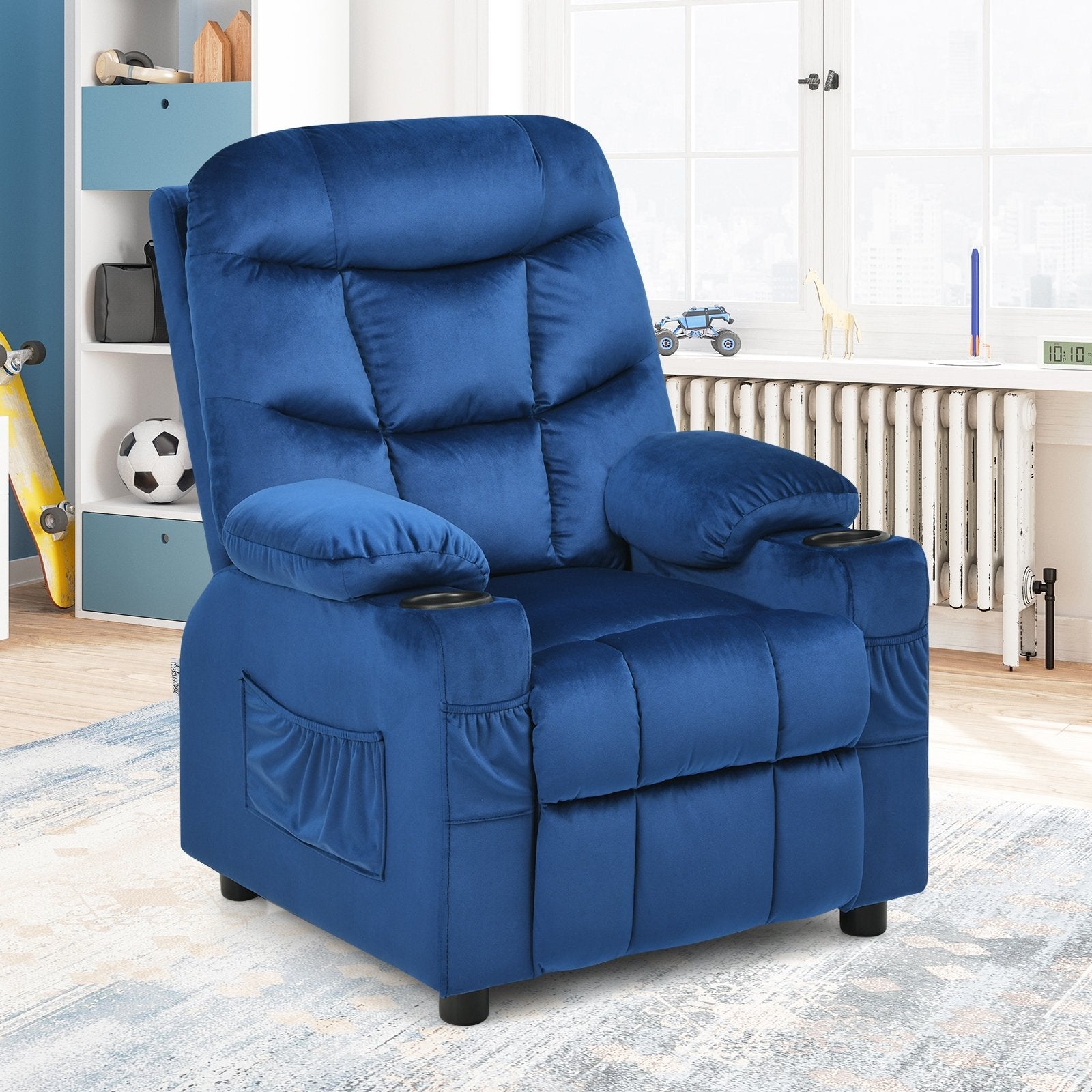 Kids Recliner Chair with Cup Holder and Footrest for Children, Light Blue Kids Chairs & Seating   at Gallery Canada