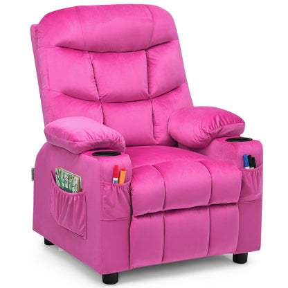 Kids Recliner Chair with Cup Holder and Footrest for Children, Pink Kids Chairs & Seating   at Gallery Canada