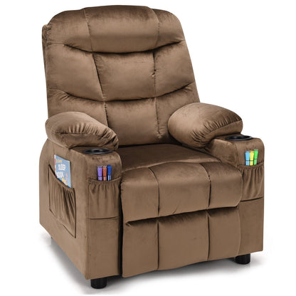 Kids Recliner Chair with Cup Holder and Footrest for Children, Light Brown Kids Chairs & Seating   at Gallery Canada