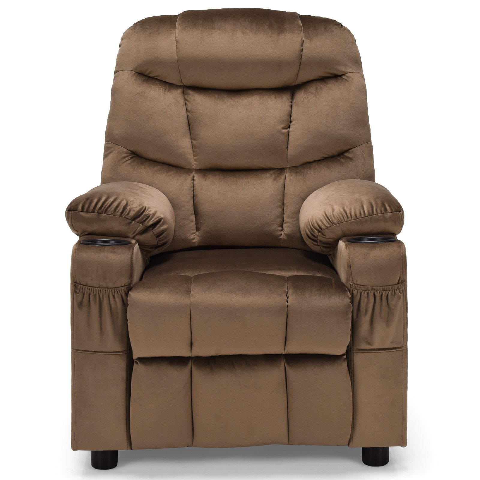 Kids Recliner Chair with Cup Holder and Footrest for Children, Light Brown Kids Chairs & Seating   at Gallery Canada