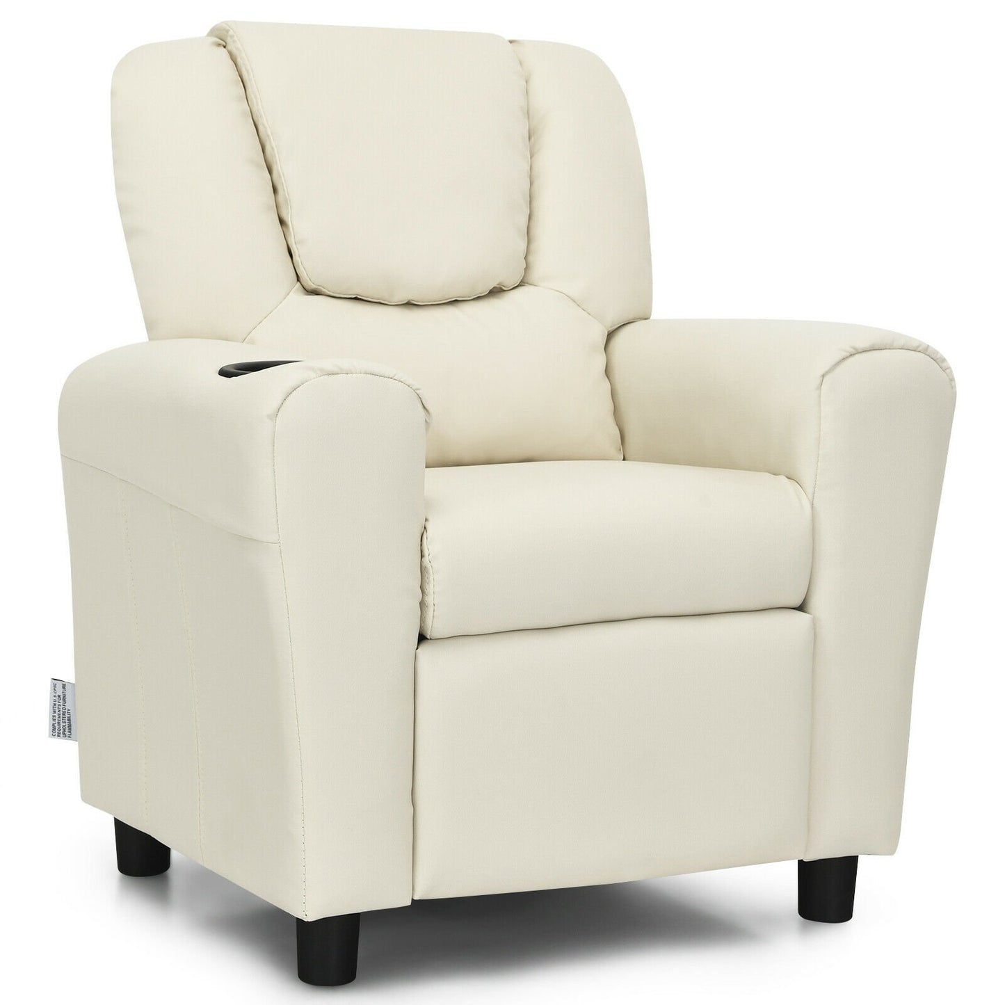 Children PU Leather Recliner Chair with Front Footrest, Beige Kids Chairs & Seating   at Gallery Canada