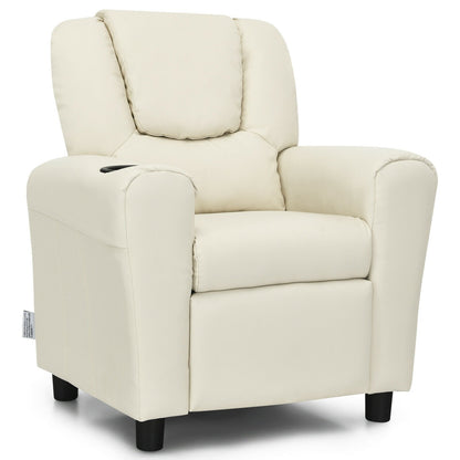 Children PU Leather Recliner Chair with Front Footrest, Beige Kids Chairs & Seating   at Gallery Canada