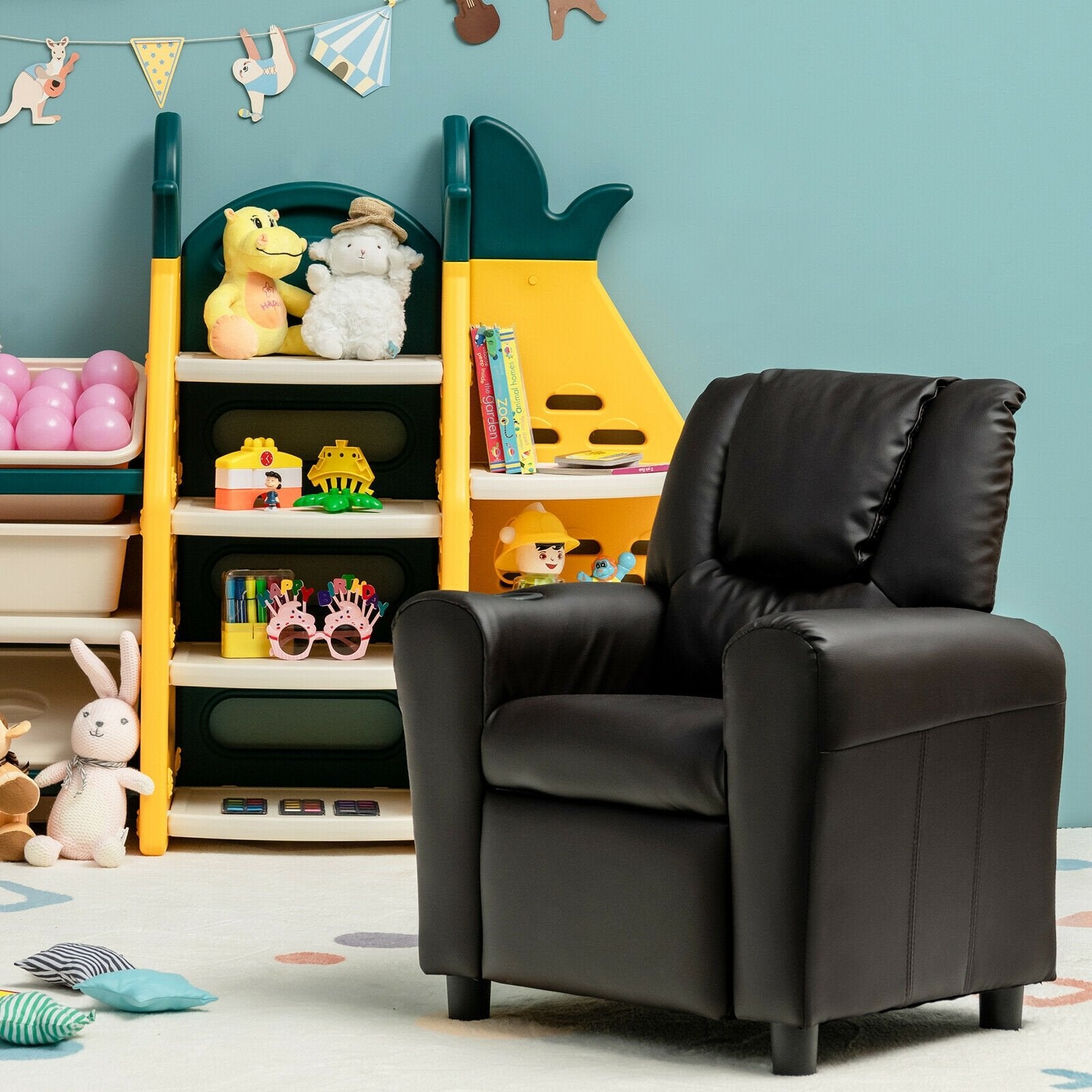 Children PU Leather Recliner Chair with Front Footrest, Brown Kids Chairs & Seating   at Gallery Canada