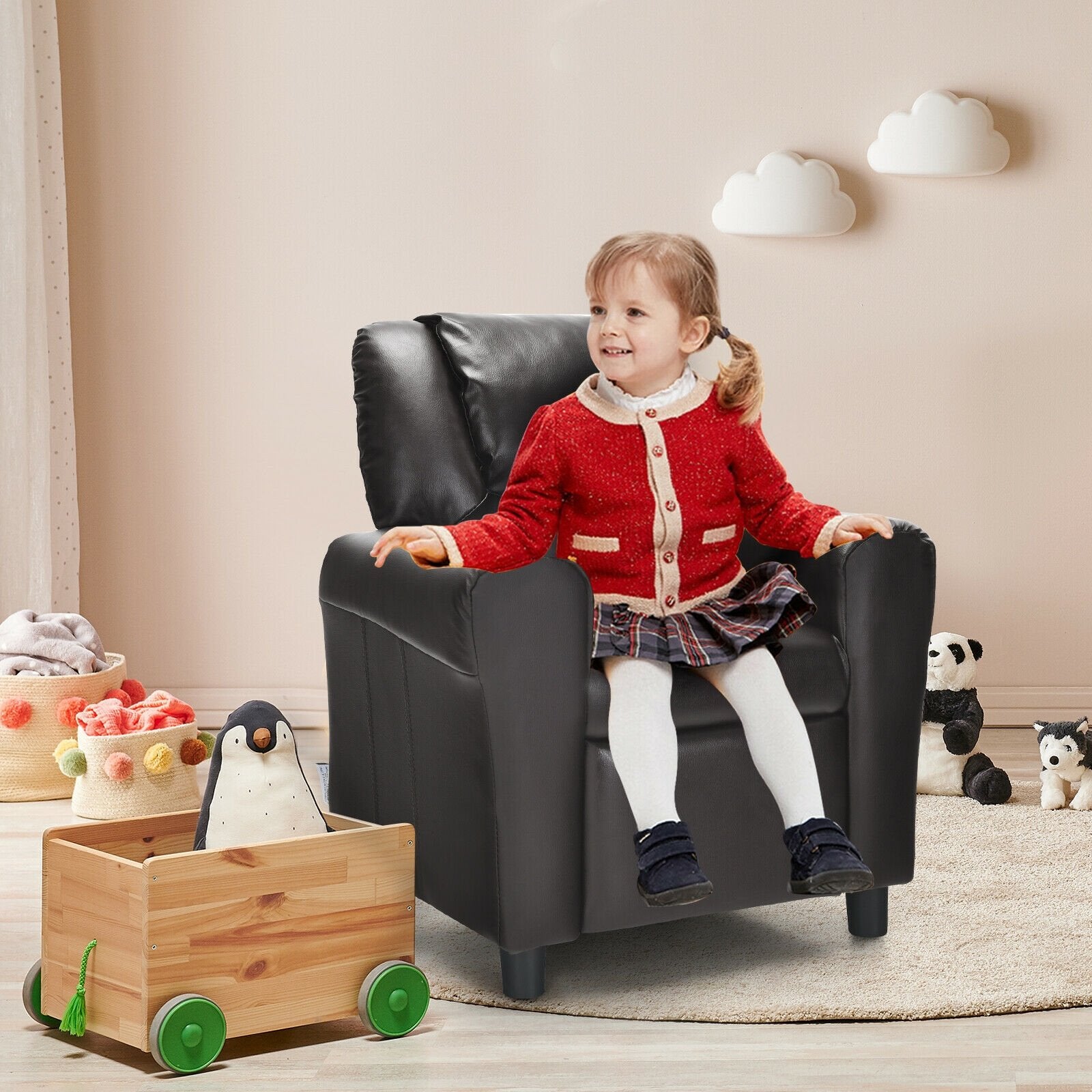 Children PU Leather Recliner Chair with Front Footrest, Brown Kids Chairs & Seating   at Gallery Canada