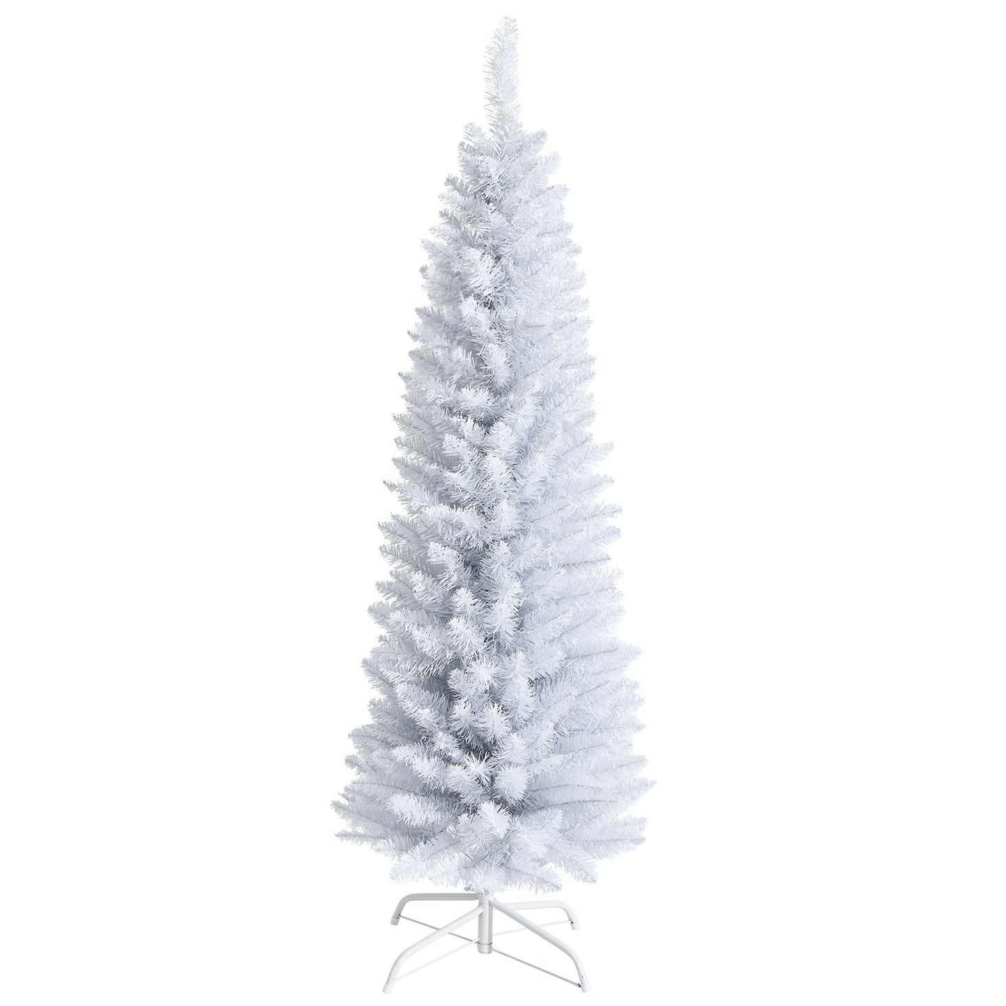 Slim Artificial Christmas Pencil Tree with PVC Needles and Folding Metal Stand-5', White Christmas Tree   at Gallery Canada