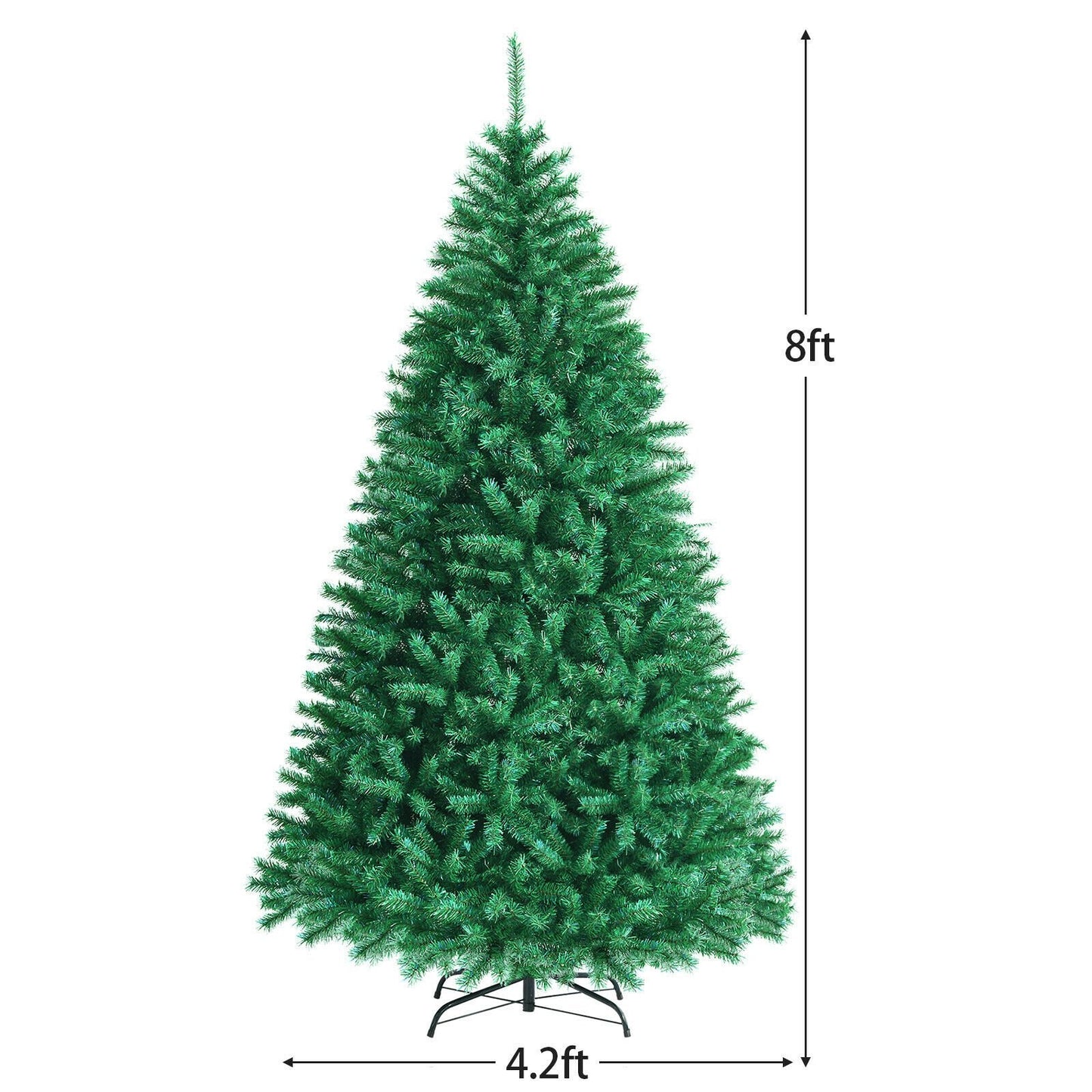 8 Feet Green Artificial Christmas Tree with 1704 Iridescent Branch Tips, Green - Gallery Canada