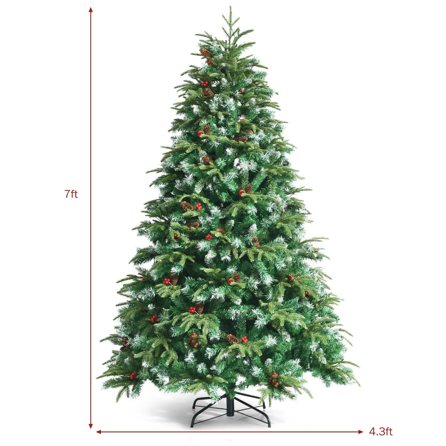 Pre-Lit Snowy Christmas Hinged Tree with Multi-Color Lights-7', Green - Gallery Canada