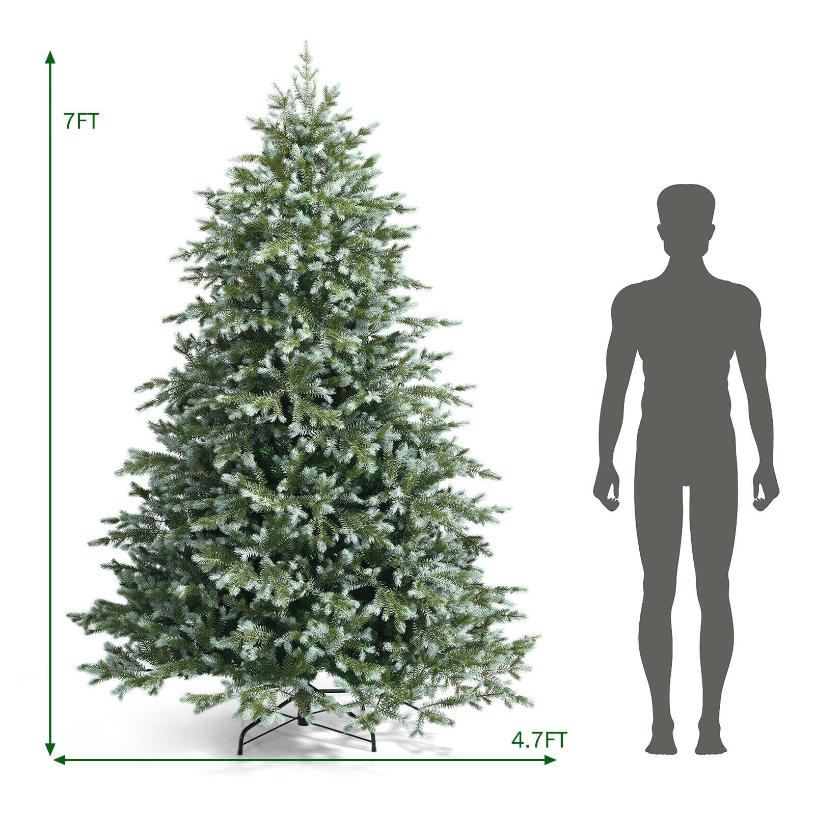 7 Feet Artificial Christmas Tree with 1260 Mixed PE and PVC Tips, Green Christmas Tree   at Gallery Canada