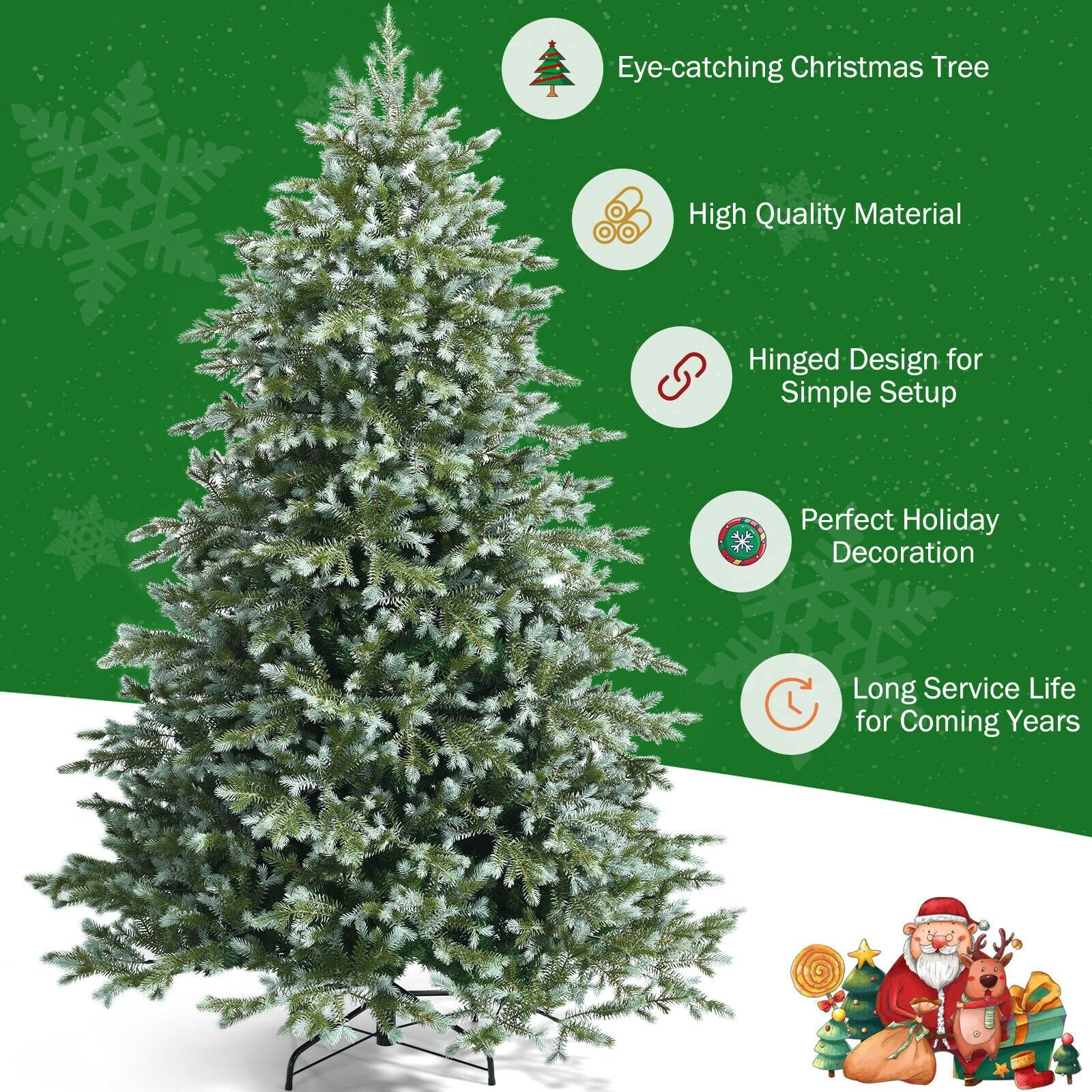 7 Feet Artificial Christmas Tree with 1260 Mixed PE and PVC Tips, Green Christmas Tree   at Gallery Canada