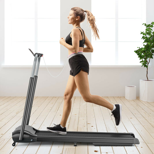 Compact Folding Treadmill with Touch Screen APP Control, Black - Gallery Canada