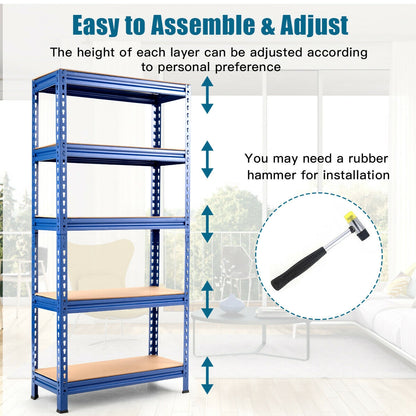 5-Tier Steel Shelving Unit Storage Shelves Heavy Duty Storage Rack, Blue Garages at Gallery Canada