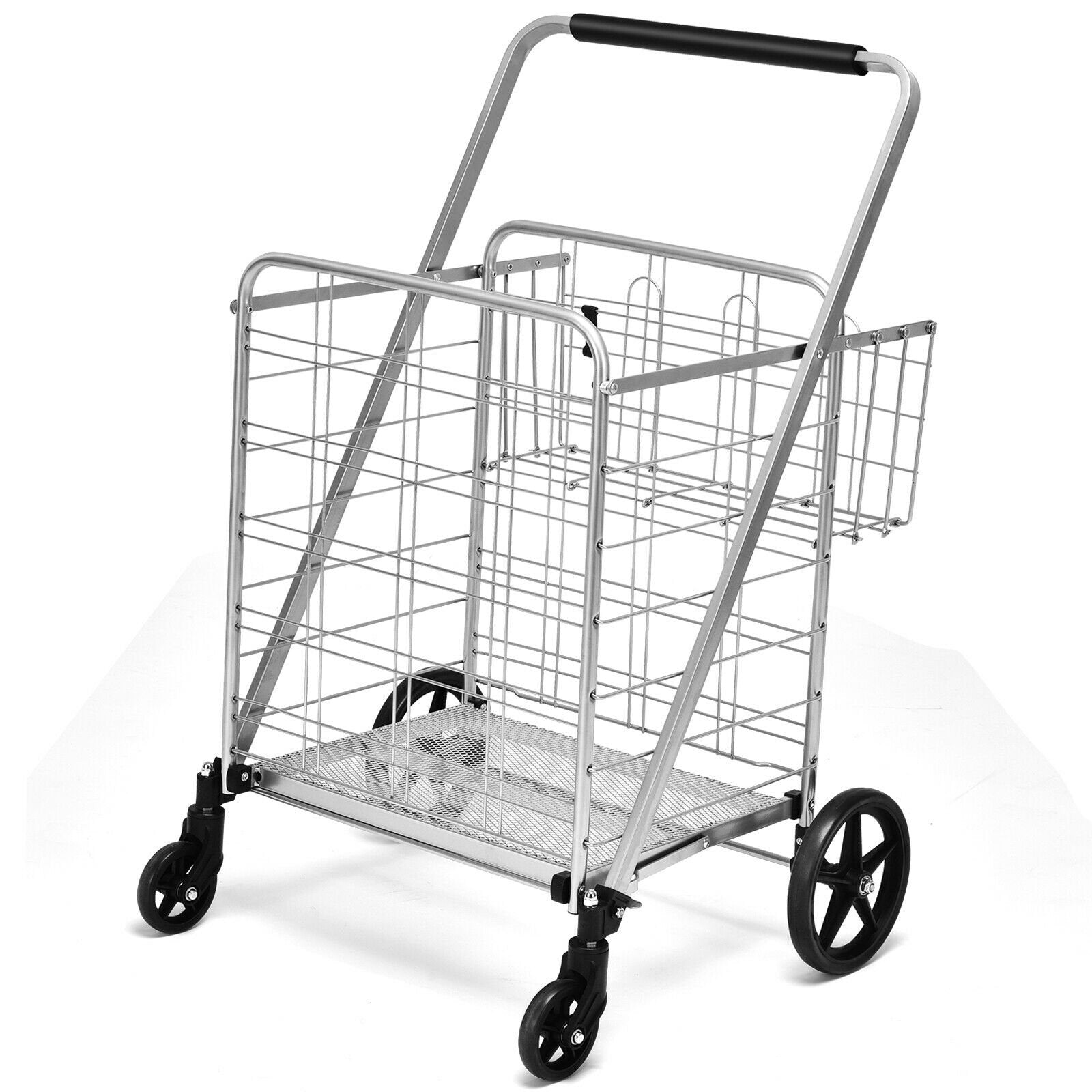 Heavy Duty Folding Utility Shopping Double Cart, Silver Kitchen Tools   at Gallery Canada