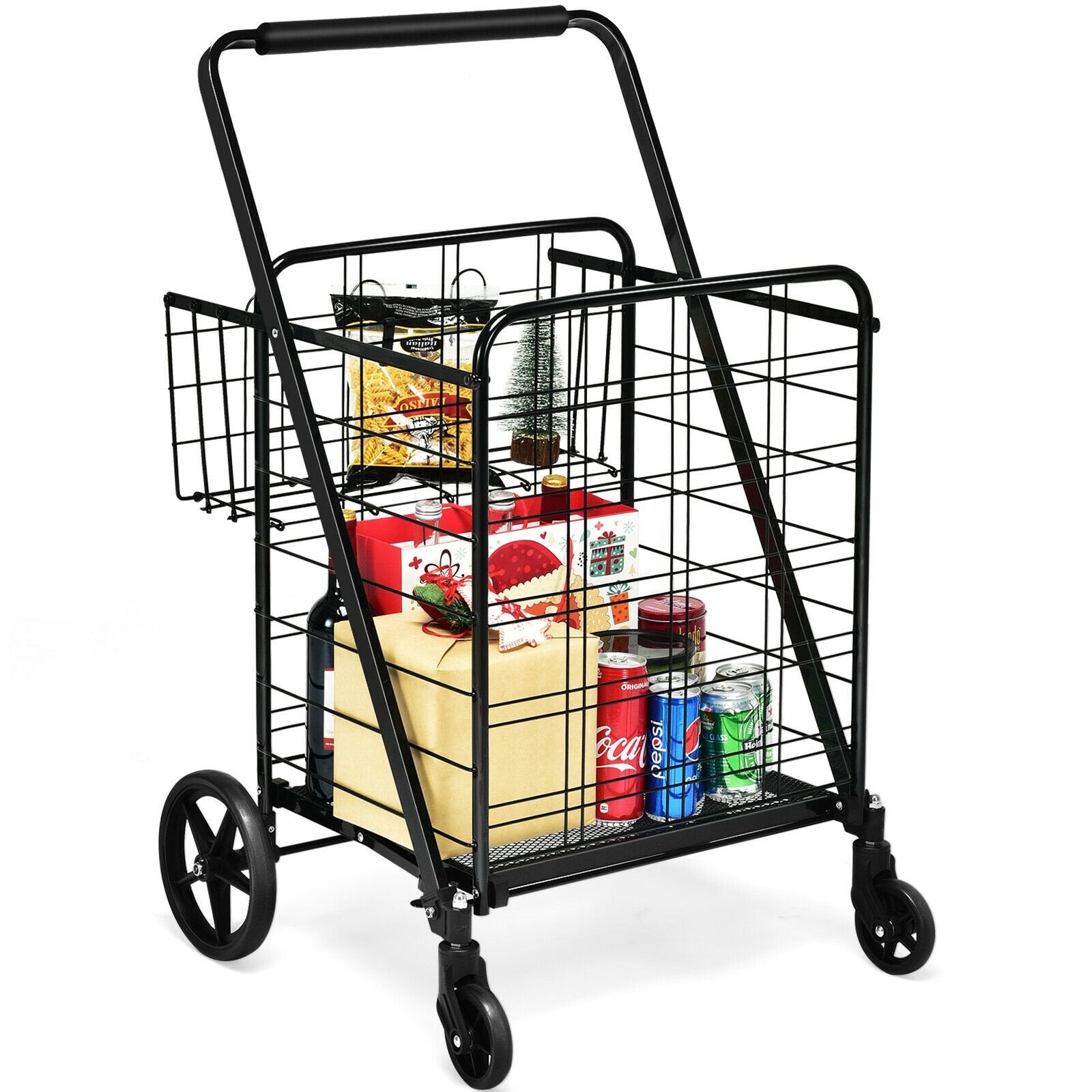 Heavy Duty Folding Utility Shopping Double Cart, Black Kitchen Tools   at Gallery Canada