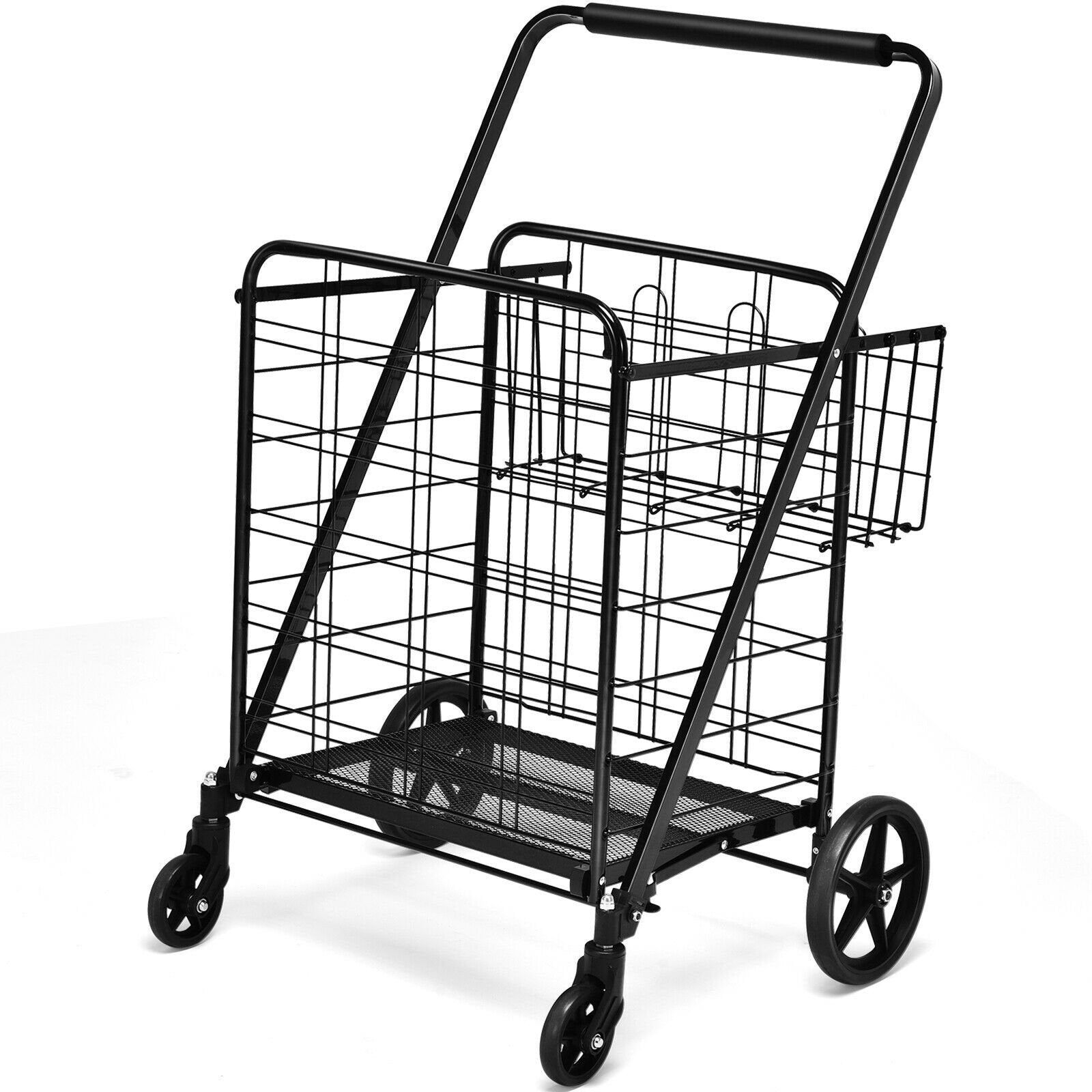 Heavy Duty Folding Utility Shopping Double Cart, Black Kitchen Tools   at Gallery Canada