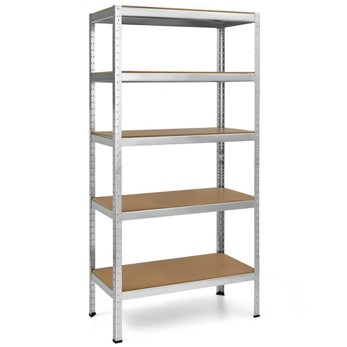 71 inch Heavy Duty Steel Adjustable 5 Level Storage Shelves, Silver