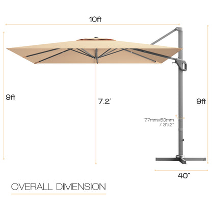 10 x 10 Feet Patio Offset Cantilever Umbrella with Aluminum 360-degree Rotation Tilt, Beige Outdoor Umbrellas   at Gallery Canada